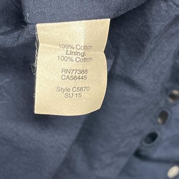 J.Crew Eyelet Fit & Flare Dress Navy Cotton Size 2 Spaghetti‎ Strap Lined - Picture 5 of 10